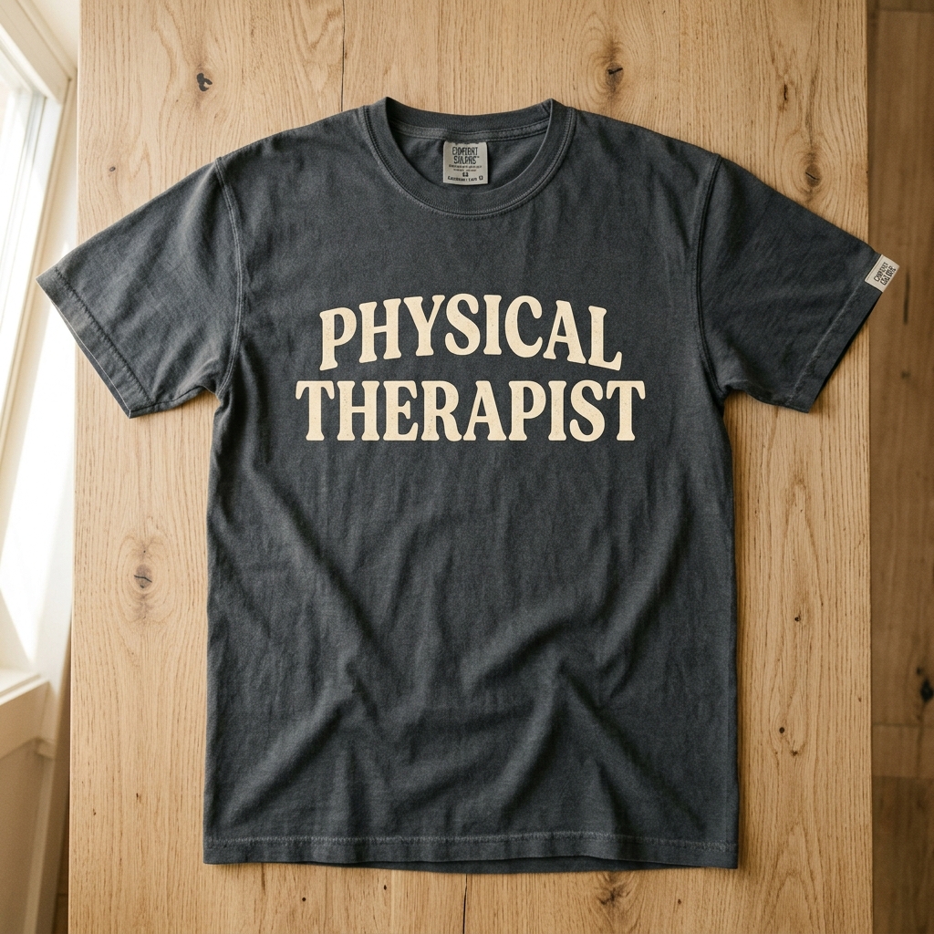 Pepper color Comfort Colors shirt with aesthetic retro Physical Therapist design